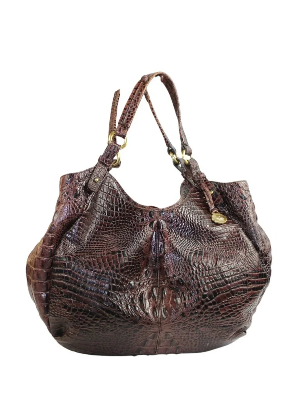 Brahmin Annie Truffle Melbourne Bordeaux Croc Crescent Hobo Shoulder Bag